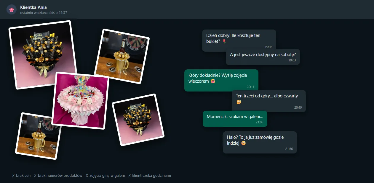Before: a chaos of photos and questions on WhatsApp