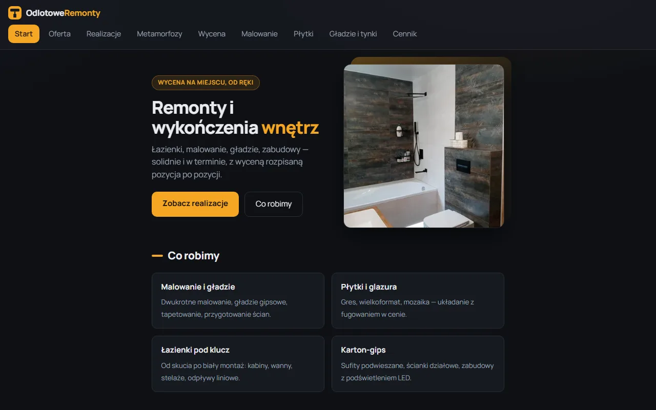 Odlotowe Remonty — strona główna z zakresem usług